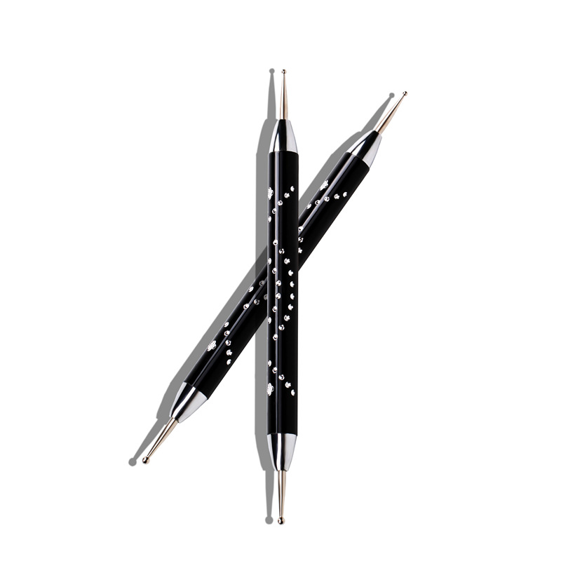 Herramientas de uñas al por mayor varilla de metal pluma de taladro de uñas pluma de flor de doble cabeza flor aguja gancho pluma de flores 5 Pack