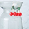 Acrylic earrings handmade, red fruit oolong tea Da Hong Pao