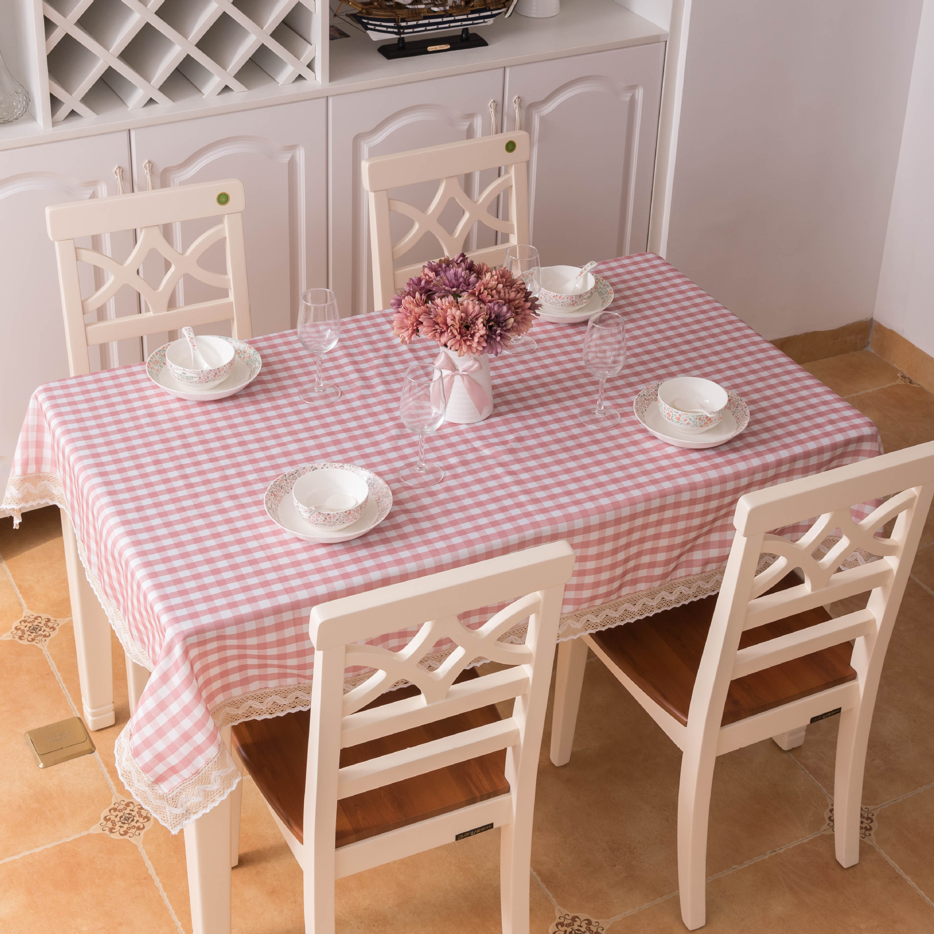 方形圓形桌布桌布放水格子茶幾布餐桌布藝小清新長正方形桌布家用