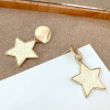 Demi-season straw nail sequins handmade, woven metal universal earrings, wholesale