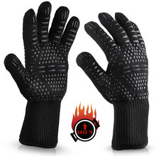 亞馬遜現貨耐高溫500 800度硅膠手套防火BBQ隔熱烤箱芳綸燒烤手套