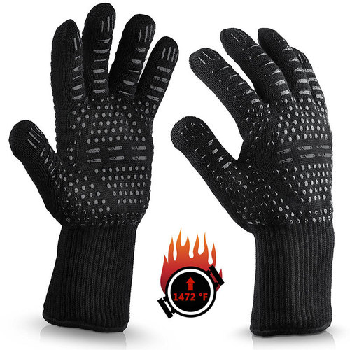 Amazon high-temperature resistant 500-800 degree silicone gloves, fireproof BBQ insulation oven aramid barbecue gloves