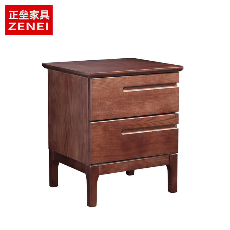 批发北欧卧室家具实木床头柜白蜡木双抽储物柜二斗柜卧室家具