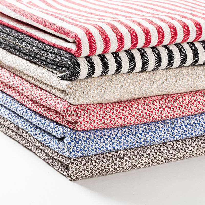 厂家直销 涤棉麻家纺手袋布料 色织布提花箱包鞋材面料  现货供应