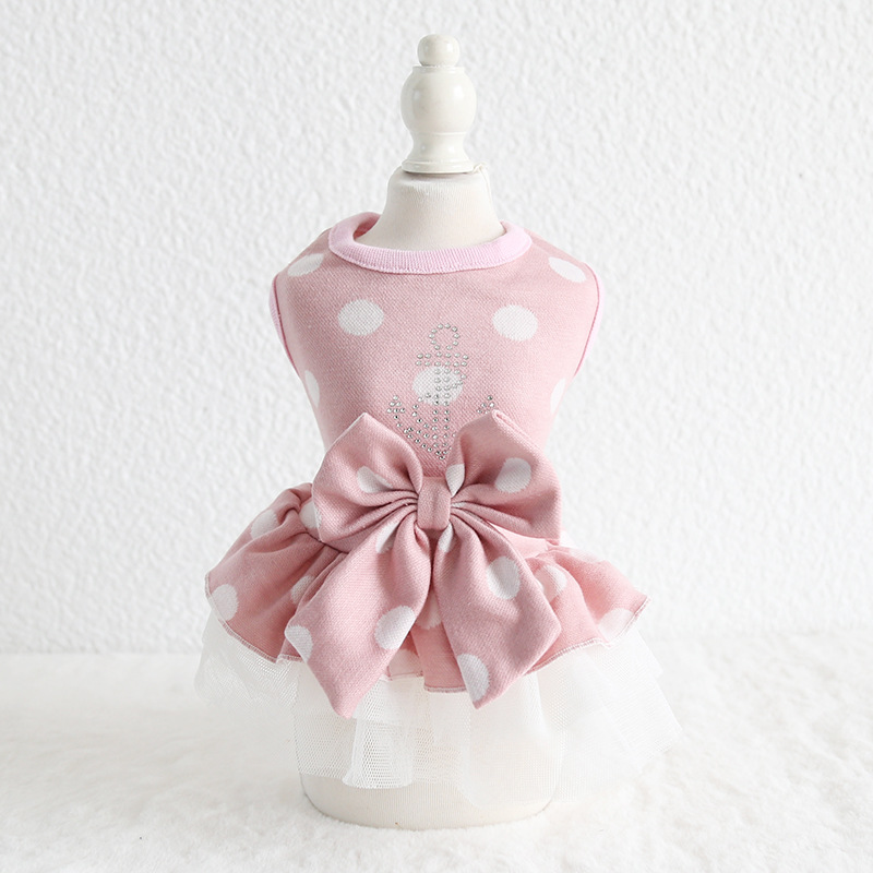 波点烫钻蝴蝶结裙