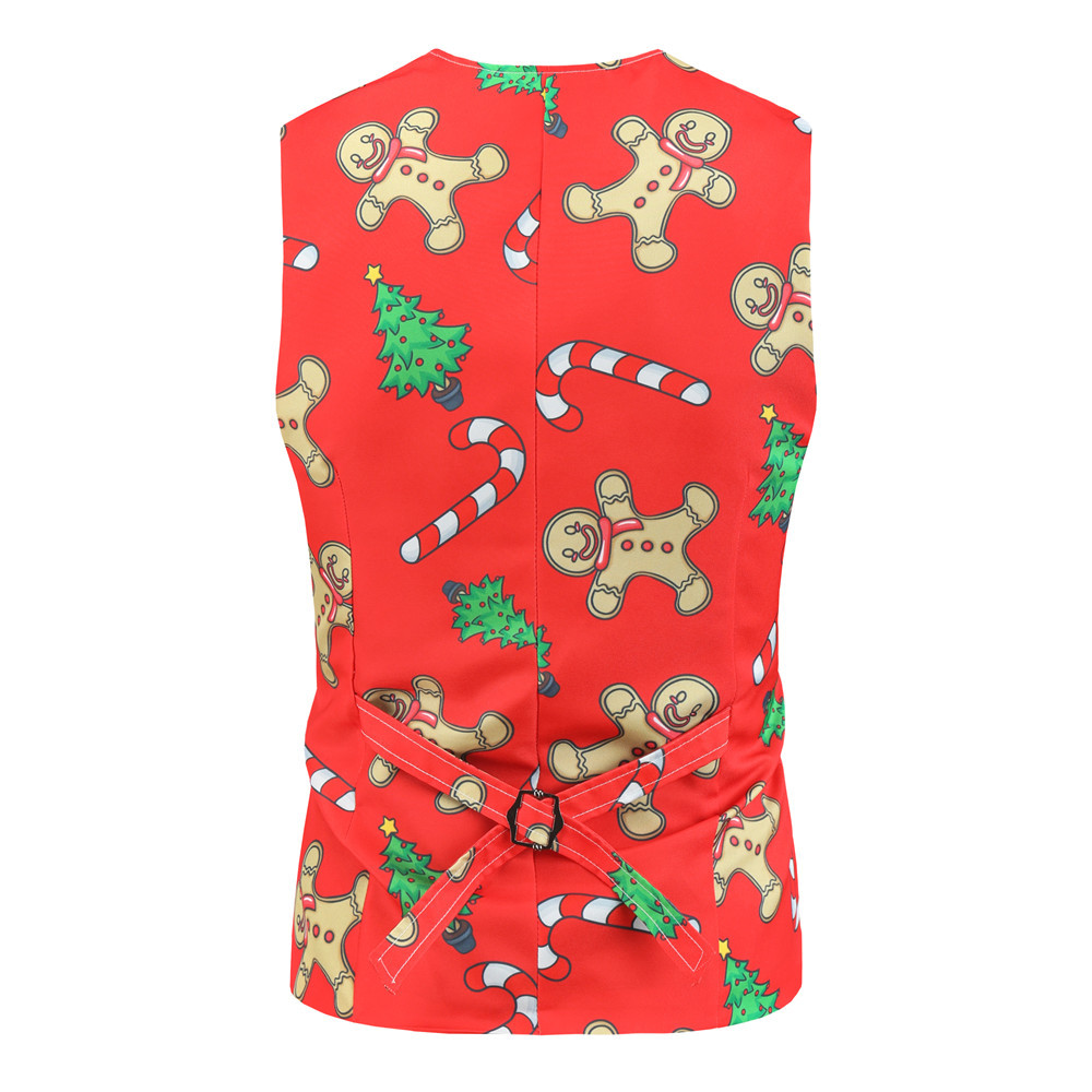 Foreign Trade New Men's Casual Suit Three-Piece Set Christmas Printed Suit Men's Slim-Fit Flat Barge Collar Suit