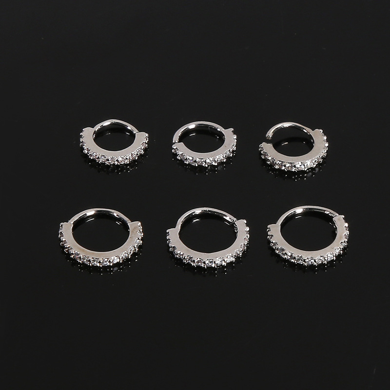 Fashion Round Copper Inlay Zircon Womenu0027S Nose Ring 1 Piece