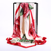 new pattern Silk like Satin 90cm Large square fashion Big flower printing lady Scarf Spring and summer Shawl