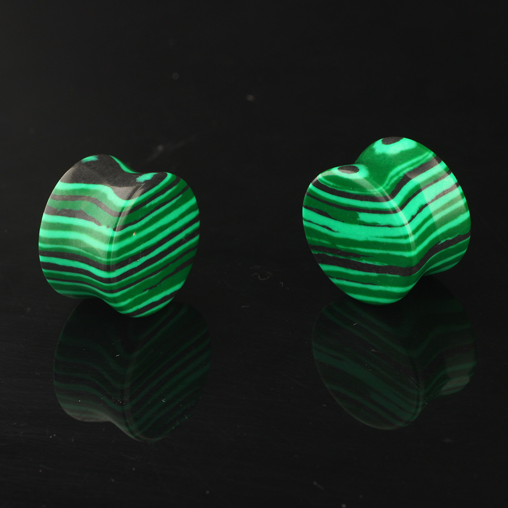 Malachite Real Stone Ear Expander Ear Tunnels Stretching Jewelry for Gauged Ears detail image 8