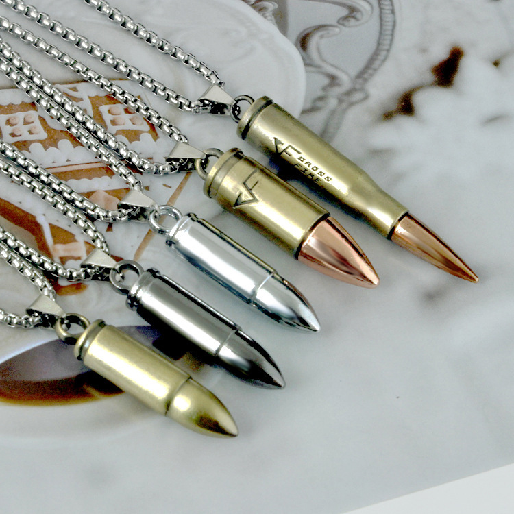 Star jewelry Korean fashion personality bullet necklace men's student necklace 2 yuan store supply