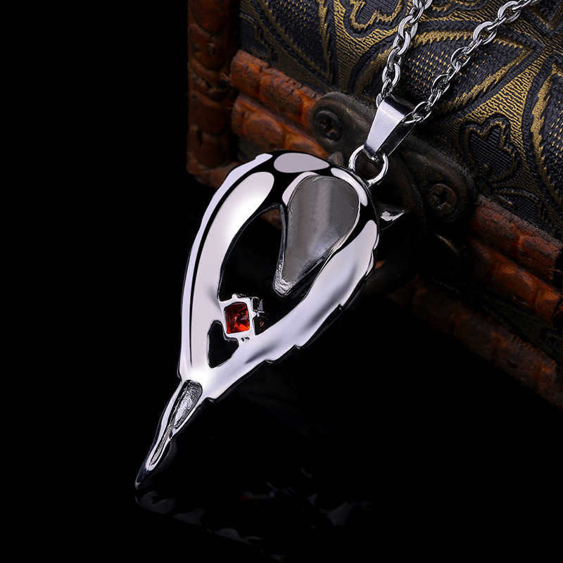 Accessory Design Wolf Pendant for Men's Red Zircon Leopard Head Necklace_voghion.com