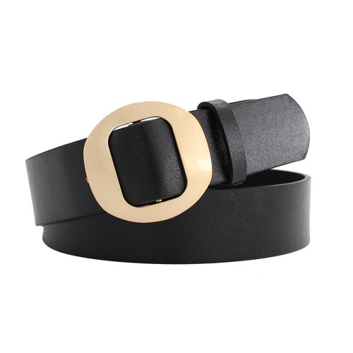 Korean style student bf style hole-free decorative wide belt for women round Japanese buckle non-hole casual pants belt one piece drop shipping