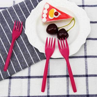 一次性散装水果叉子 白色塑料蛋糕四齿叉 PP耐折方便面叉现货批发|ms