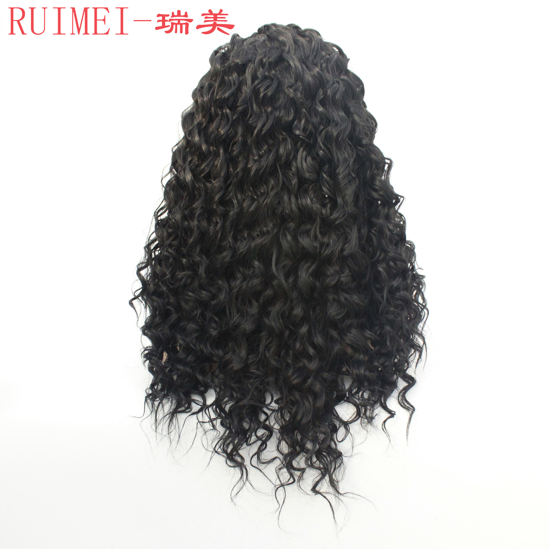 欧美流行黑色kinky curly 小卷长卷发假发化纤前蕾丝头套外贸出口-阿里巴巴