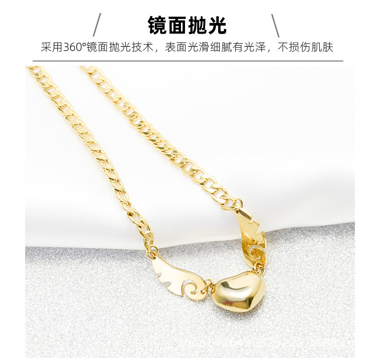 Fashion Titanium Steel Angel Wings Necklace Women Short Sweater Chain Clavicle Pendant display picture 4