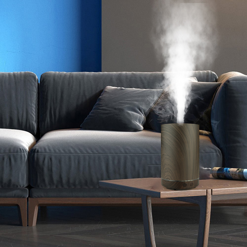 深色木纹圆柱加湿器