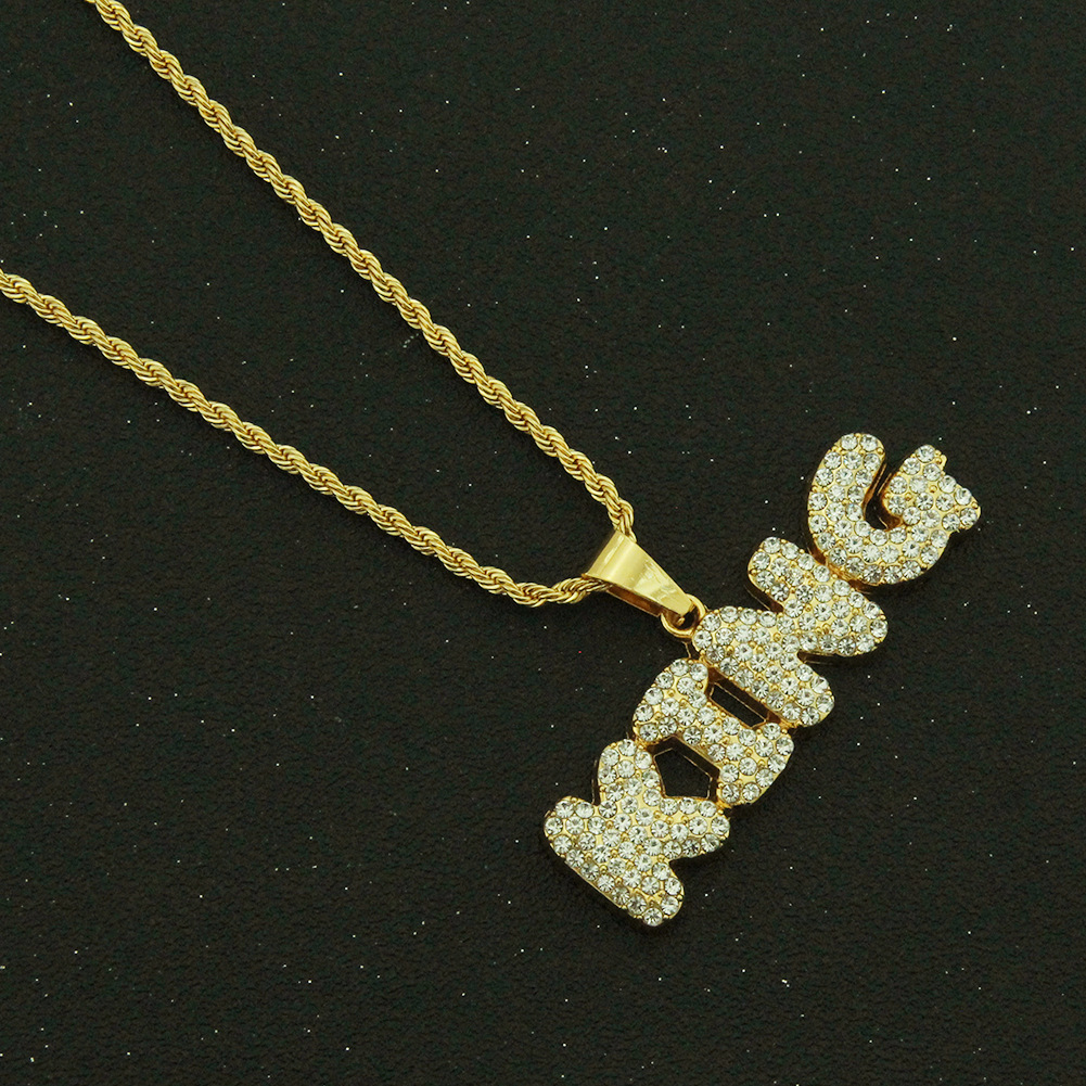 hip-hop menu0027s diamond letter king pendant necklace creative new pendant jewelry