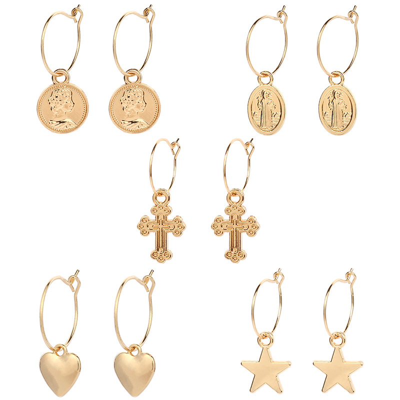 2g Weight Earrings Classification Wedding, Travel Occasion Women'S Gender Gold, Silver Color Creative New Cross Heart-shaped Earrings 5