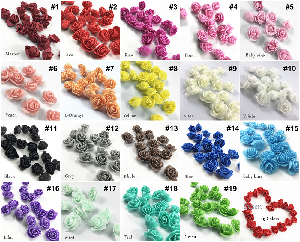 仿真泡沫花DIY小熊配件玫瑰花头婚庆假花环批发  pe花厂家直销|ms