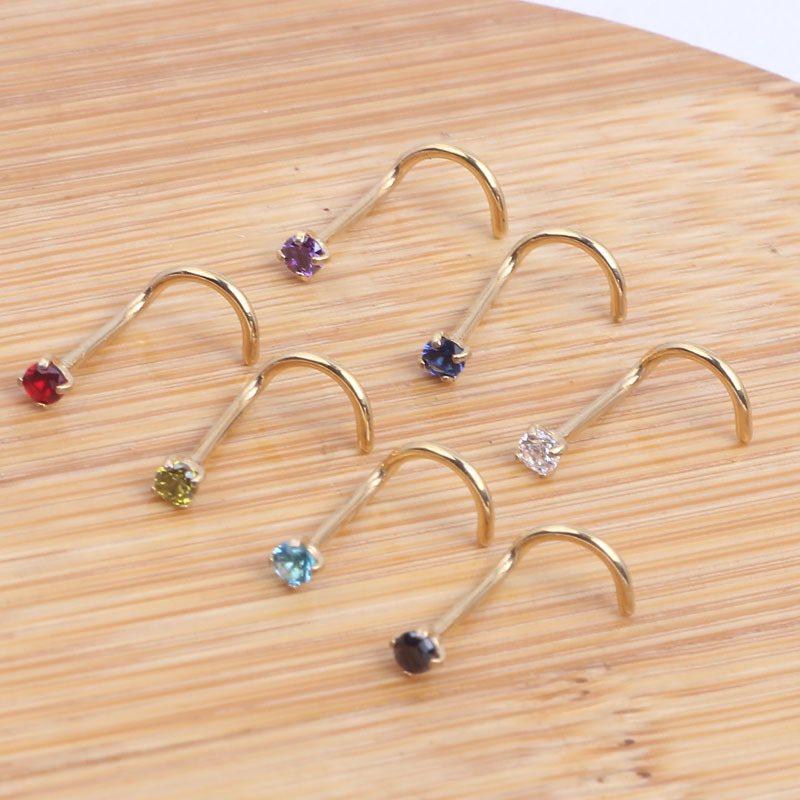 Fashion Rhombus Stainless Steel Metal Nose studs 1 Piece