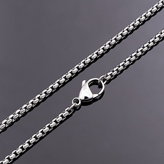 Roestvrijstalen 3 mm parel vierkante kielketting voor heren, accessoire met goudkleurige stalen kleur zwart_voghion.com