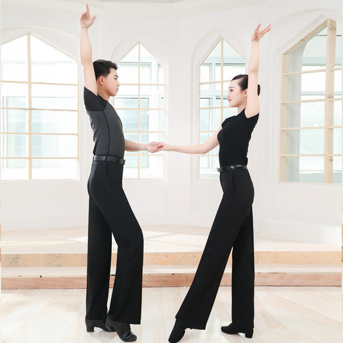 Men's Modern Latin Dance Suit Straight Leg Practice Pants International Standard Square Dance Performance Dance Pockets Pants