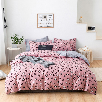 ins风网红四件套卡通可爱纯棉全棉学生宿舍三件套床上床单被套