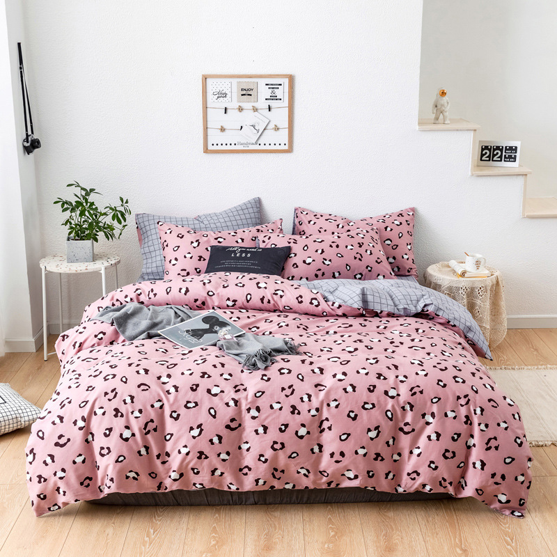 ins风网红四件套卡通可爱纯棉全棉学生宿舍三件套床上床单被套