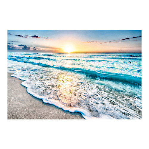 Nordic modern minimalist seaside sunrise sunshine beach sea scenery living room decorative painting hanging frameless painting core