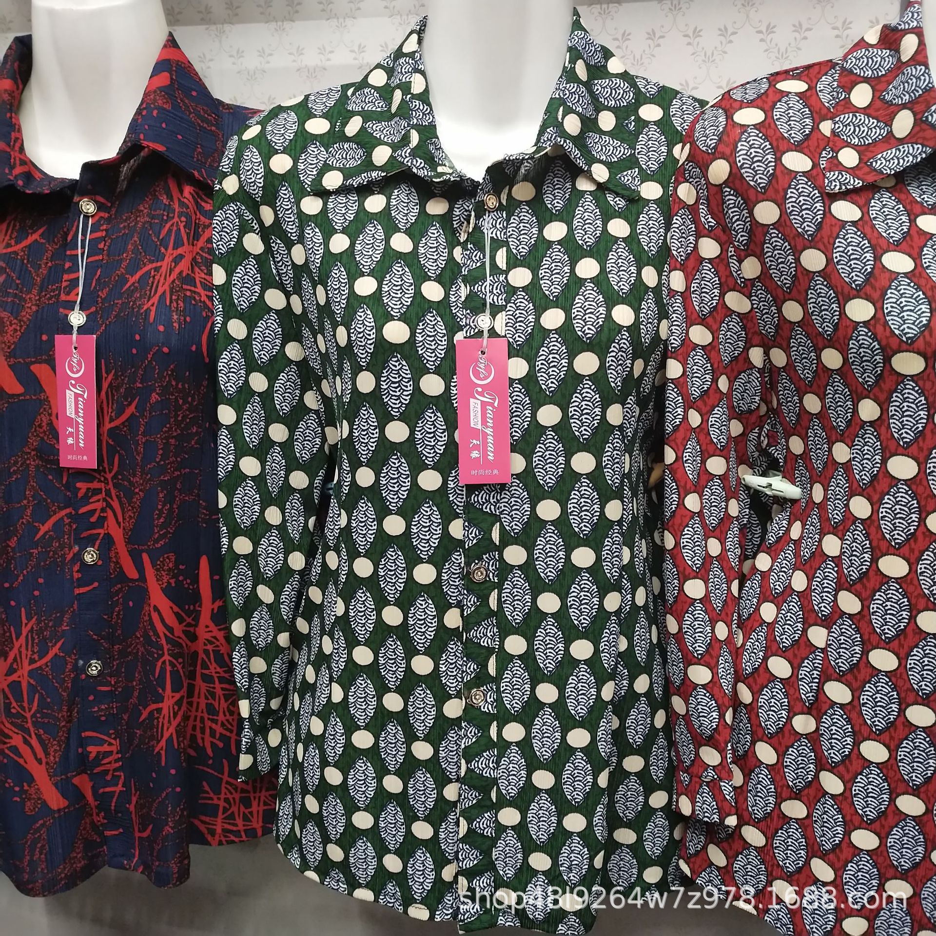 2019 summer new pattern Decor Middle and old age Women's wear Long sleeve shirt Lapel beauty shirt Mother shirt wholesale