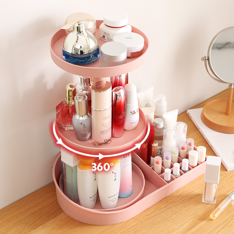 desktop Rotatable Cosmetics storage box household Skin care products Shelf dresser High-capacity Sub-grid Sorting box