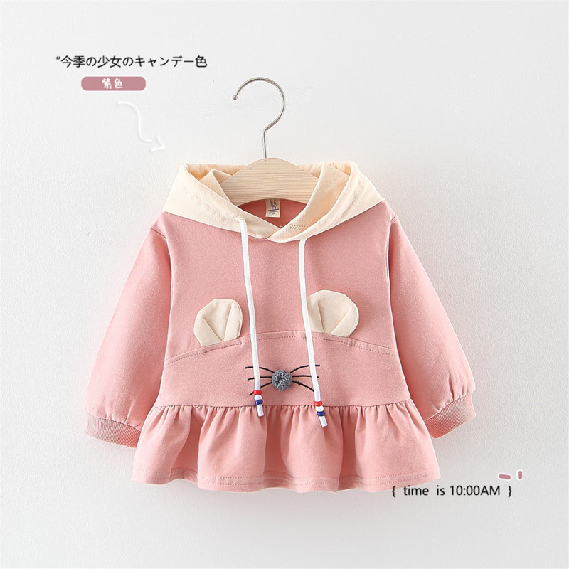 2021 Children's Wear Sweatshirt Autumn Children's Hooded Cartoon Beard Ball Sweatshirt Skirt Girls' Sweatshirt Hair