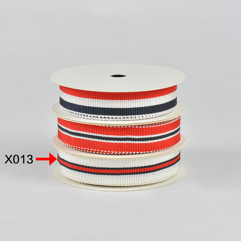 Tres colores a rayas poliéster sombrero cinturón ropa bolsa accesorios envoltura cinturón caja de regalo embalaje dentado cinta hilado teñido sombrero cinturón