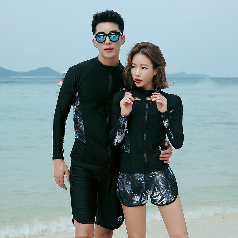 Aim Moer Korean Diving Suit Split Long Sleeve Trousers Swimming Suit Sun-proof Quick-drying Couple Men's and Women's 9011