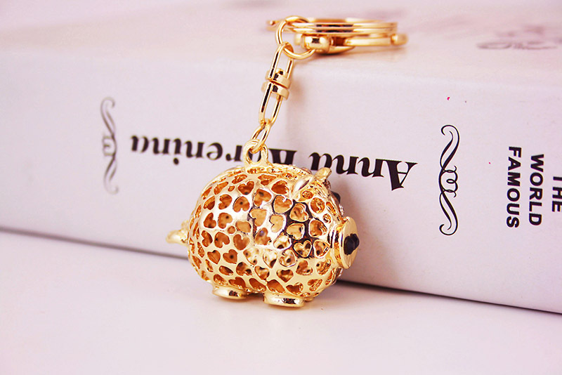 38g Weight Alloy, Metal Material Animal Pattern Unisex Gender Pink, Purple, Red, Blue Color Cute Heart Zodiac Pig Keychain 9