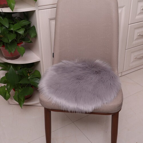 Ins Round Wool-like Cushion, Plush Rug, Long Fur Cushion for Sofa Chairs, Cute Girl Cushion