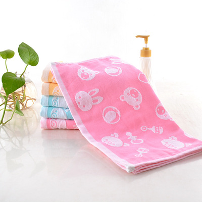 廠家批發兩雙層紗布提花童巾兒童32股小毛巾面巾純棉25*50cm卡通