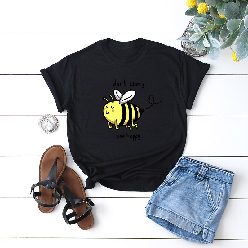 camiseta de manga corta linda abeja de dibujos animados más tamaño de impresión NSSN3369