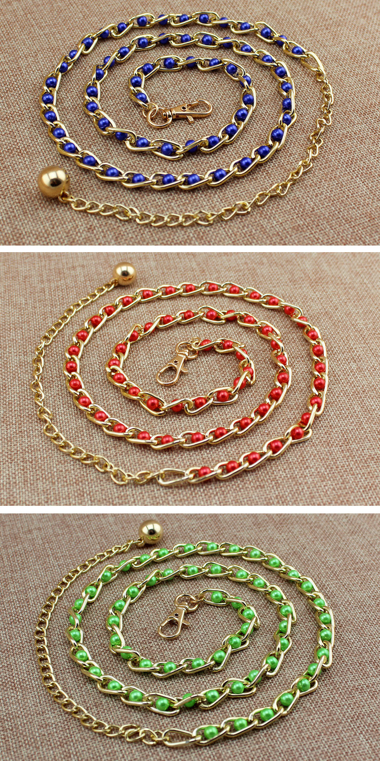 Damen-Frühlings- und Sommerkleid, verzierter Perlengürtel, vielseitiger Metallhaken, dünne Taillenkette, Geschenk_voghion.com