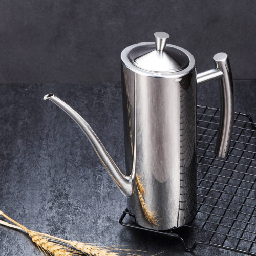 Stainless steel oil pot 304 kitchen European pot creative edible oil pot can be pressed and leak-proof 700ML500ML oil pot
