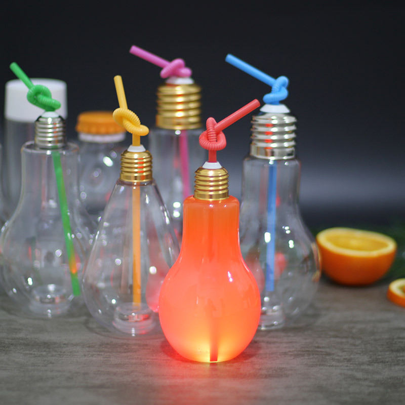 厂家直销 400ML 500ML 700ML大口灯泡瓶仿玻璃塑料灯泡杯发光灯泡