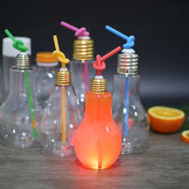 厂家直销 400ML 500ML 700ML大口灯泡瓶仿玻璃塑料灯泡杯发光灯泡