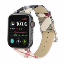 轻奢苹果手表皮革表带 适用apple watch格纹表带iwatch4321代腕带