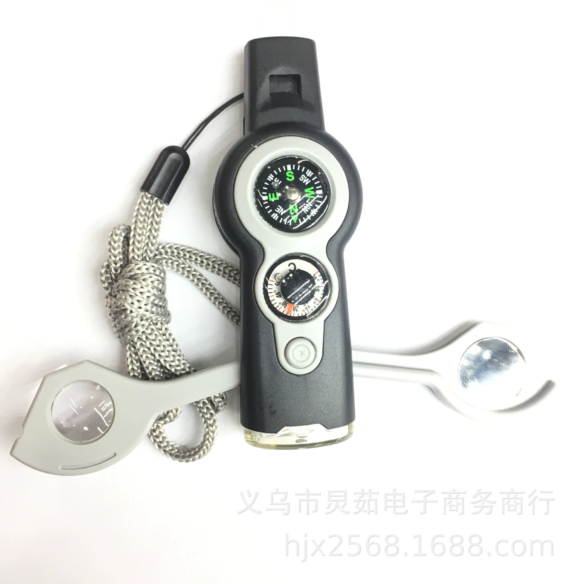 Universal thermometer, whistle, travel life jacket