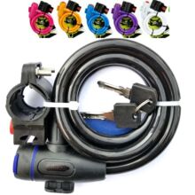 自行车锁钢丝锁圈锁带支架电脑钥匙 12*1200山地车装备锡合金锁芯