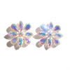 Genuine design glossy earrings, jewelry, suitable for import, flowered, Amazon, with gem, with snowflakes