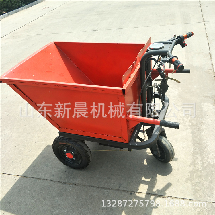 手推电动灰斗车 建筑工地推灰推沙车工程三轮翻斗车