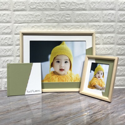 2020厂家直销新品实木三件套组合活动引流款16寸挂墙7寸摆台8册皮|ms