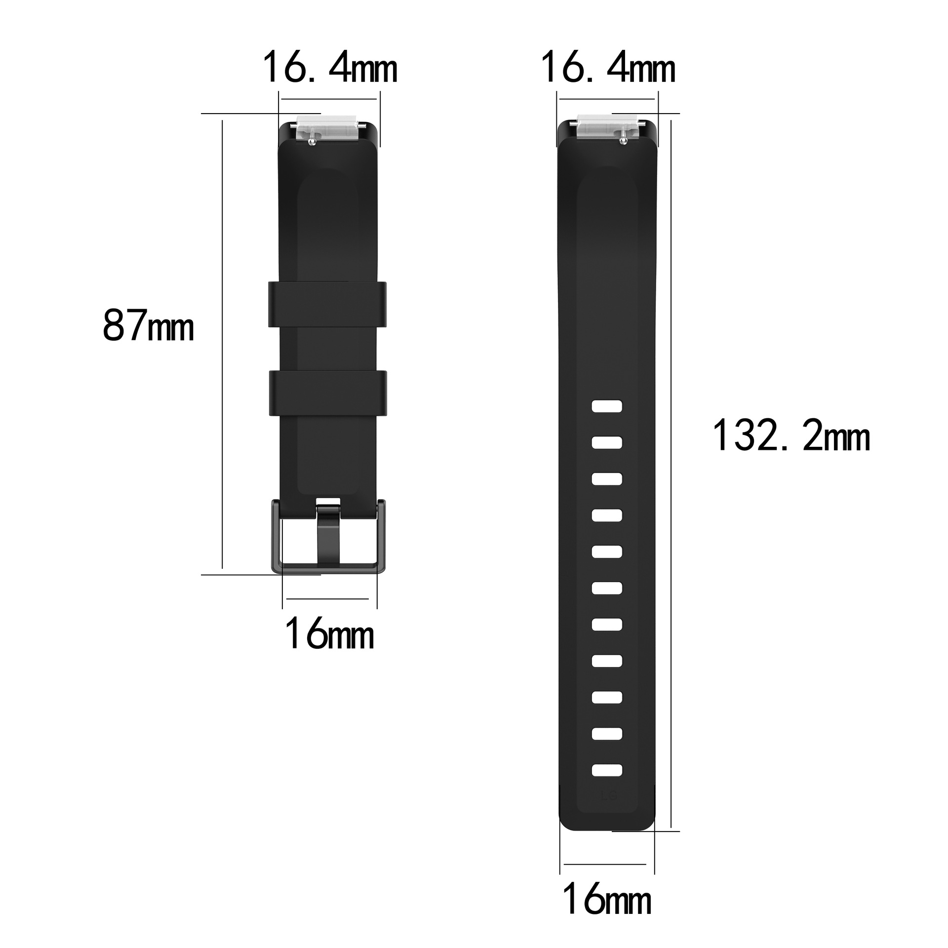fitbit inspire rubber strap, inspire HR/ACE2 smooth strap upgrade, easy to disassemble and assemble version Specification drawing