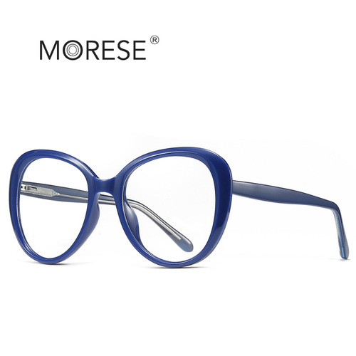 2020 New Amazon Hot Selling Women's Large Frame Fashion Round Anti-Blue Light Flat Mirrors TR90 Glasses Frame 2013